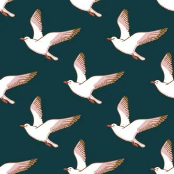 Vector seamless pattern with seagulls Stock Illustration