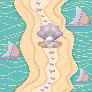 Vector seamless pattern of seascape Stock Illustration