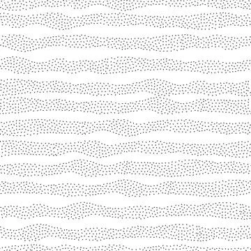 Vector seamless pattern with seeds in wavy lines shapes. Monochrome minimalis Stock Illustration