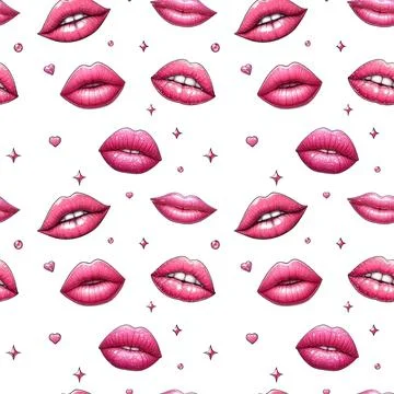 Vector seamless pattern of sensual female lips. Fashion beauty prints Stock Illustration