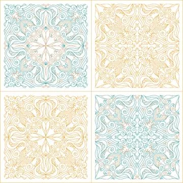 Vector seamless pattern set with art ornament for design Stock Illustration