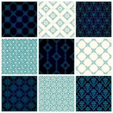Vector seamless pattern set with art ornament for design Stock Illustration