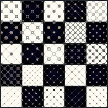 Vector seamless pattern set with art ornament for design Stock Illustration