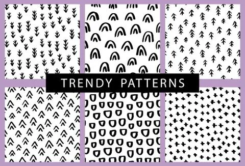Vector seamless pattern set with brush doodle strokes, spots Illustrazione stock
