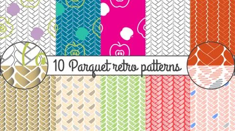 Vector seamless pattern set. Parquet retro background Stock Illustration
