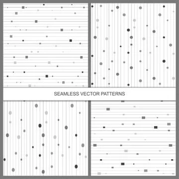 Vector seamless pattern set with stripes and circles and squares. Modern stylish Stock Illustration