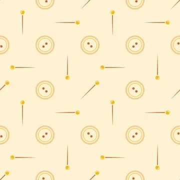 Vector seamless pattern with sewing buttons and needles Illustrazione stock