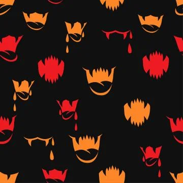 Vector seamless pattern with sharp teeth. Halloween background Stock Illustration