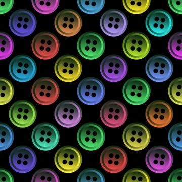 Vector seamless pattern from the shining neon buttons on a black Stock Illustration