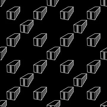 Vector seamless pattern of a Shipping Container in line style Illustrazione stock