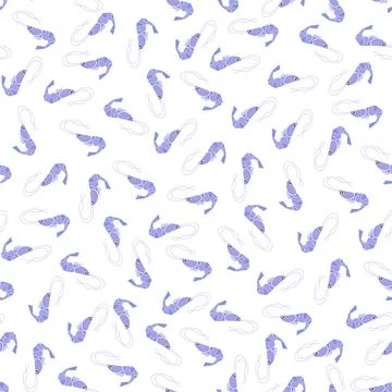 Vector seamless pattern with shrimp.Underwater cartoon creatures.Marine Stock Illustration