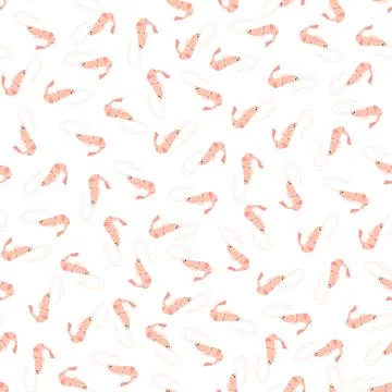 Vector seamless pattern with shrimp.Underwater cartoon creatures.Marine Illustrazione stock