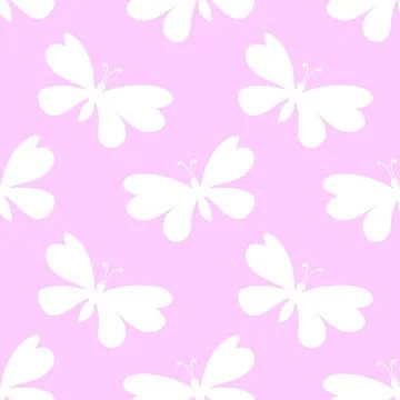 Vector seamless pattern of silhouette butterflies in flat style. Cute simple  스톡 일러스트