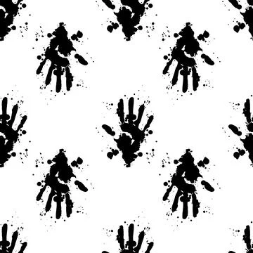 Vector seamless pattern of the silhouette of a human palm. A pattern of the Stock Illustration