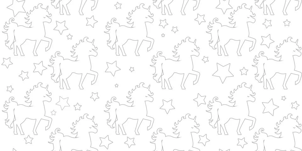 Vector seamless pattern silhouette unicorn isolated on white background Stock Illustration