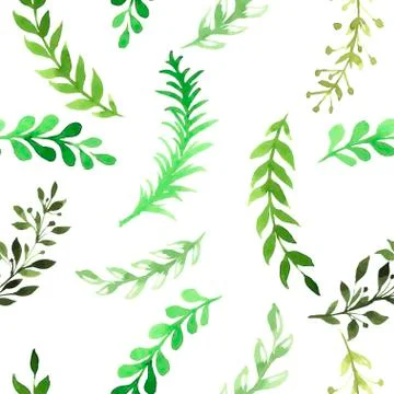 Vector seamless pattern with silhouettes of flowers and grass, drawing by Stock Illustration