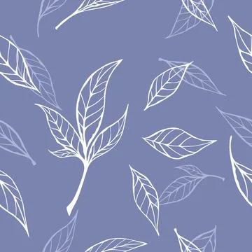 Vector seamless pattern with silhouettes of leaves. Pattern of leaves Stock Illustration