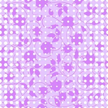 Vector seamless pattern of silhouettes of roses and circles tangina mesh. 库存插图