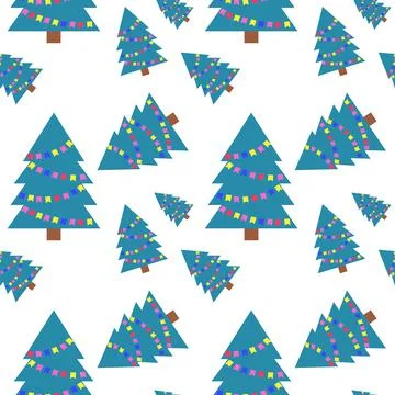 Vector seamless pattern of simple Christmas tree as a symbol of happy New year Illustrazione stock