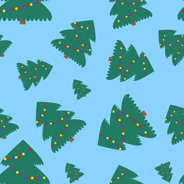 Vector seamless pattern of simple Christmas tree as a symbol of happy New Year Stock Illustration