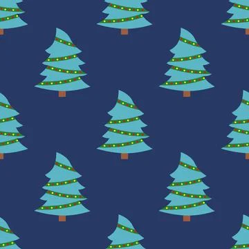Vector seamless pattern of simple Christmas tree as a symbol of happy New Year Stock Illustration