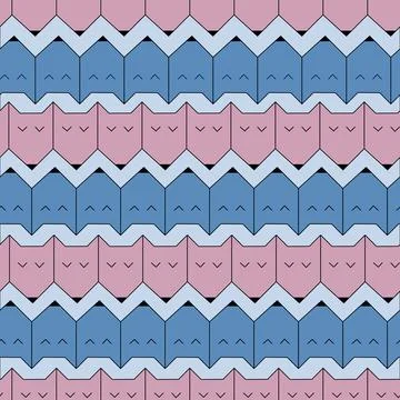 Vector seamless pattern of simple geometrical fox faces lined in the row.  Ki Illustrazione stock