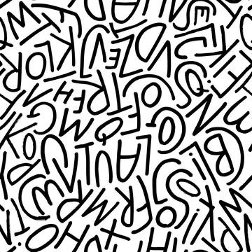Vector seamless pattern with simple line letters. Stock Illustration