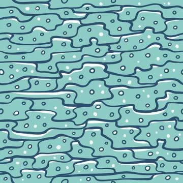 Vector seamless pattern simulation sea waves and white bubbles. Azure abstract イラスト素材