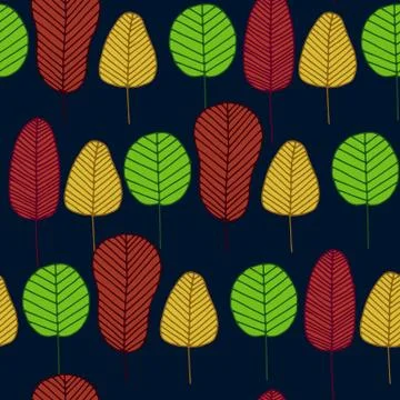 Vector seamless pattern with skeleton leaves Stock Illustration