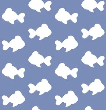 Vector seamless pattern of sketch fish silhouette Stock Illustration