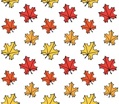 Vector seamless pattern of sketch maple leaf イラスト素材