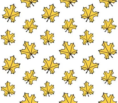Vector seamless pattern of sketch maple leaf Stock Illustration