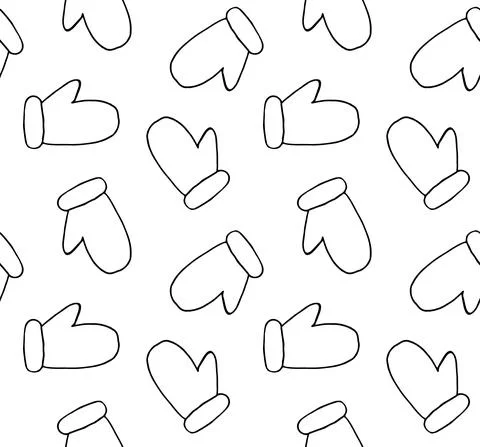 Vector seamless pattern of sketch mitten Stock Illustration