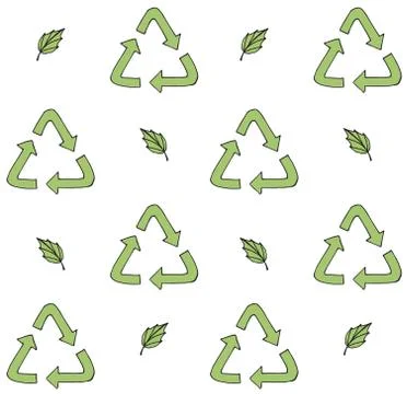 Vector seamless pattern of sketch recycle symbol Stock Illustration