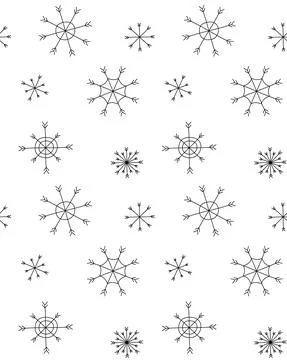 Vector seamless pattern of sketch snowflakes Stock Illustration