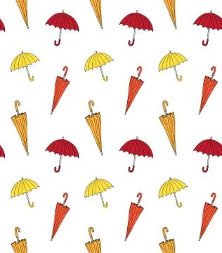 Vector seamless pattern of sketch umbrella Stock Illustration