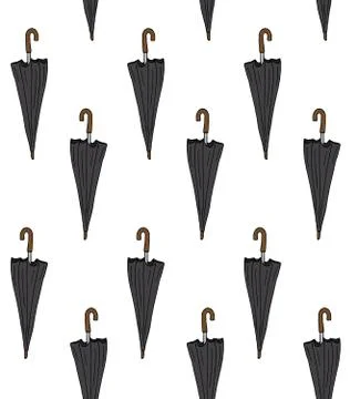 Vector seamless pattern of sketch umbrella Stock Illustration