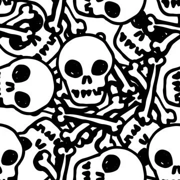 Vector seamless pattern of a skull and crossbones. a pattern of a hand-drawn Stock Illustration