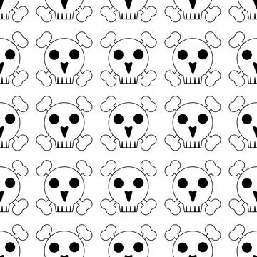 Vector seamless pattern, skull and crossbones background.  Stock Illustration