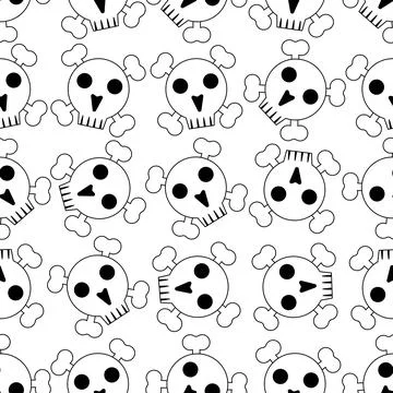 Vector seamless pattern, skull and crossbones background.  Stock Illustration