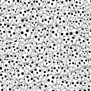 Vector seamless pattern, skull and crossbones background. Stock Illustration