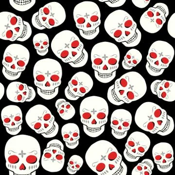 Vector seamless pattern with skulls Stock Illustration