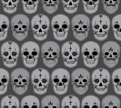 Vector seamless pattern with skulls Stock Illustration
