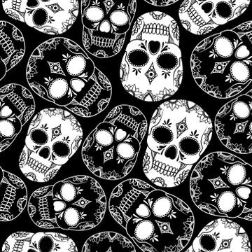 Vector seamless pattern with skulls Stock Illustration