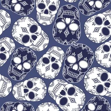 Vector seamless pattern with skulls Stock Illustration