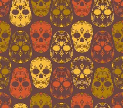 Vector seamless pattern with skulls Stock Illustration