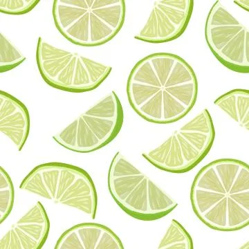 Vector seamless pattern with slices of fresh lime. 스톡 일러스트