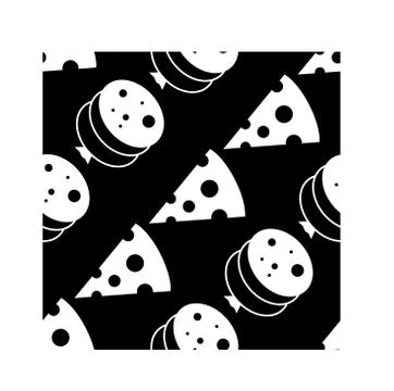 Vector seamless pattern with slices of salami and cheese sausage isolated on  Stock Illustration