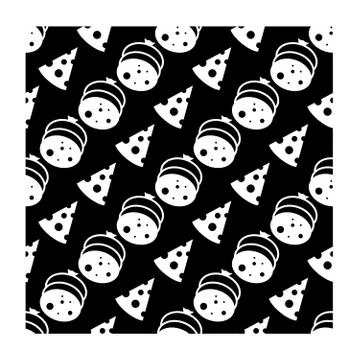 Vector seamless pattern with slices of salami and cheese sausage isolated on  Stock Illustration