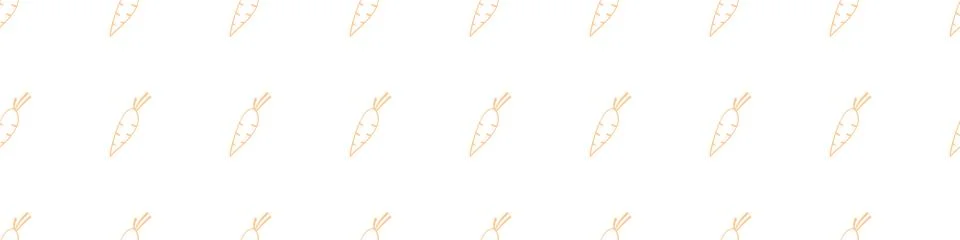 Vector seamless pattern of small orange outline carrots icons. Hand drawn d.. 스톡 일러스트
